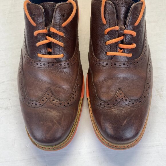 Cole Haan Great Jones Brown Orange Wingtip Oxford Shoes Men Size 9 M - Picture 11 of 15